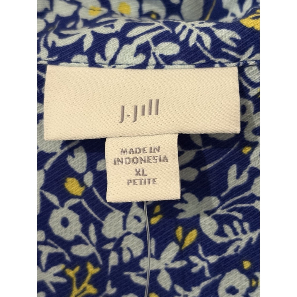 J. Jill Blue Floral Button Front Long Sleeve Blouse XLP 284422 - Picture 3 of 8